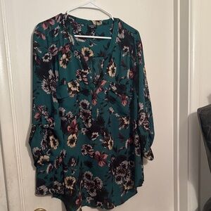 Torrid Teal Floral Blouse